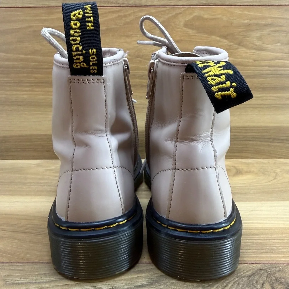 Dr Martens Little Girls‎ Boots 13 Taupe Leather Combat 25634